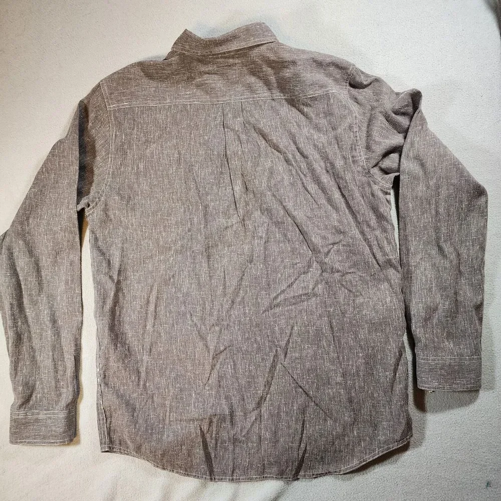 DC Shoes Button Shirt Large‎ Long Sleeve Pocket Logo Modern Gray Grey Heathered